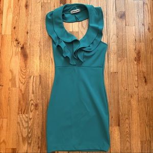 ModCloth Ruffle Collar Green Teal Dress